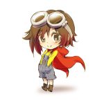  brown_eyes brown_hair cape chibi despicable_me goggles hands_in_pockets iesupa minion_(despicable_me) minion_(despicable_me)_(cosplay) overalls ruby_rose rwby short_hair smile 