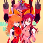  2girls bodysuit double_v eva_02 eva_08 eva_08+02 evangelion:_3.0_you_can_(not)_redo eyepatch makinami_mari_illustrious multiple_girls neon_genesis_evangelion plugsuit rebuild_of_evangelion shikinami_asuka_langley souryuu_asuka_langley v white-ower 