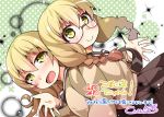  2girls blonde_hair glasses hayama_kou hayama_teru multiple_girls nyagakiya sansha_san&#039;you school_uniform serafuku siblings sisters translated yellow_eyes 