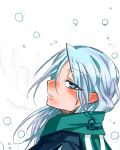  1girl anchor_symbol artist_request blue_hair blush ear_blush kumoi_ichirin no_headwear scarf snowing solo touhou upper_body 