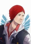  1boy beanie delsin_rowe hat highres infamous jiuda male_focus smile solo yellow_eyes 