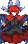  1girl bow cape hair_bow kan_(aaaaari35) red_eyes redhead sekibanki short_hair solo touhou 