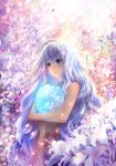  1girl aqua_eyes expressionless flower highres long_hair orb original sakimori_(hououbds) silver_hair solo 