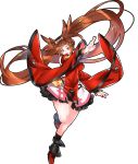 1girl ankle_boots boots breasts brown_eyes china_dress chinese_clothes detached_sleeves dress full_body guilty_gear guilty_gear_xrd hair_ring hair_tubes highres impossible_clothes impossible_dress kuradoberi_jam long_hair makai skirt socks solo twintails very_long_hair wide_sleeves