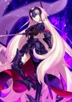 1girl absurdly_long_hair armor armored_boots armored_dress black_legwear blonde_hair boots fate/grand_order fate_(series) gauntlets holding holding_sword holding_weapon jeanne_alter long_hair ruler_(fate/apocrypha) ruler_(fate/grand_order) short_hair solo sword takeuchi_takashi thigh-highs very_long_hair weapon yellow_eyes 