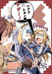  1girl 3boys armor bibi blonde_hair blush braid commentary_request cover cover_page doujin_cover dungeon_meshi egg elf laios_(dungeon_meshi) long_hair marushiru multiple_boys oden pointy_ears senshi_(dungeon_meshi) tirchac_(dungeon_meshi) translation_request twin_braids 