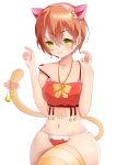  1girl absurdres animal_ears bell blush breasts cat_ears cat_tail highres hoshizora_rin love_live!_school_idol_project md5_mismatch navel orange_hair short_hair smile solo tail xinshijie_de_akalin yellow_eyes 