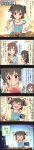  5koma ^_^ akagi_miria aqua_eyes artist_request black_hair blush brown_eyes brown_hair character_name closed_eyes comic freckles highres idolmaster idolmaster_cinderella_girls kate_(idolmaster) long_image multiple_girls official_art producer_(idolmaster) short_hair smile tall_image translated twintails 