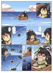  1girl chibi comic crate crying floating flying_sweatdrops hisahiko i-class_destroyer kantai_collection katsuragi_(kantai_collection) lost_child scared shinkaisei-kan tears translated water younger 