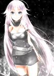  1girl artist_name blue_eyes ia_(vocaloid) long_hair looking_at_viewer mofuruo silver_hair skirt smile solo tank_top vocaloid 