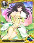  1girl bare_shoulders black_hair breasts card_(medium) character_name chess_piece cleavage covered_nipples dress gloves hair_ornament high_school_dxd large_breasts long_hair official_art open_mouth parted_lips pawn pink_eyes raynare solo thigh-highs trading_card 