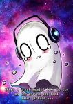  blush chestnut_mouth english ghost headphones highres hollow_eyes napstablook no_humans sky solo star_(sky) starry_sky tears undertale yoneyu 