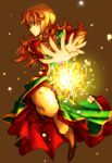  1girl breasts curly_hair dragon_quest dragon_quest_vii dress green_eyes highres long_hair magic maribel nakaharaka redhead solo 