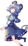  1girl animal_ears basket capelet dress gem grey_dress grey_hair highres jewelry long_sleeves looking_at_viewer mouse mouse_ears mouse_tail nazrin necklace open_mouth pendant red_eyes see-through shirt solo tail touhou uranaishi_(miraura) 