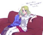  2girls blonde_hair braid darjeeling girls_und_panzer kay_(girls_und_panzer) long_hair multiple_girls school_uniform short_hair sleeping sleeping_on_person translation_request yama_(yama005) 