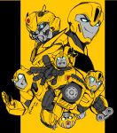  6+boys 80s arm_cannon artist_name autobot bumblebee car hasbro insignia kamizono_(spookyhouse) machine machinery mecha motor_vehicle multiple_boys multiple_persona no_humans oldschool q-transformers robot science_fiction smile transformers transformers_animated transformers_prime vehicle weapon 