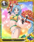  1girl animal_ears antenna_hair artist_request blue_hair card_(medium) cat_ears character_name cheerleader chess_piece covered_nipples fang high_school_dxd long_hair ni_(high_school_dxd) official_art pawn pom_poms short_hair skirt solo torn_clothes trading_card very_long_hair 