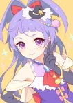  1girl aida_takanobu bracelet character_request cure_magical earrings gloves jewelry long_hair looking_at_viewer mahou_girls_precure! precure purple_gloves purple_hair smile solo v violet_eyes 
