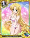  1girl ahoge artist_request asia_argento bishop_(chess) blonde_hair card_(medium) character_name chess_piece covered_nipples green_eyes high_school_dxd long_hair official_art pink_swimsuit solo swimsuit tears torn_clothes torn_swimsuit towel trading_card very_long_hair 