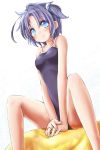  1girl akino_coto blue_eyes blue_hair competition_school_swimsuit highres original school_swimsuit short_hair simple_background solo swimsuit 