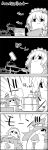  /\/\/\ 4koma bat_wings bowl braid comic commentary cooking eating fork frying_pan greyscale hat hat_ribbon highres izayoi_sakuya maid maid_headdress mob_cap monochrome no_humans pancake remilia_scarlet ribbon shoujo_kitou-chuu smile surprised tani_takeshi time_stop touhou translated twin_braids whisk wings yukkuri_shiteitte_ne 