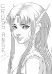  1girl close-up commentary_request cross_ange eyebrows eyebrows_visible_through_hair forehead_jewel greyscale highres long_hair monochrome salamandinay solo zhen_long 