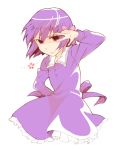  1girl fate/zero fate_(series) lowres matou_sakura nishigi_(great-tit) purple purple_hair solo v_over_eye 