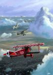  airplane battle biplane clouds cloudy_sky commentary_request ernst_udet flying fokker_dvii german gyan_(akenosuisei) military original sky world_war_i 
