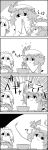  4koma ? arms_up bat_wings bowl braid comic commentary cracking_egg greyscale hat hat_ribbon head_tilt highres izayoi_sakuya maid maid_headdress mob_cap monochrome remilia_scarlet ribbon shaded_face smile tani_takeshi touhou translated twin_braids uu~ wings you&#039;re_doing_it_wrong yukkuri_shiteitte_ne 