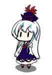  1girl artist_request chibi dress full_body hat kamishirasawa_keine long_hair lowres no_mouth shoes silver_hair simple_background solo touhou white_background 