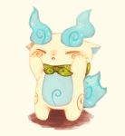  abbreviated_karakusa blush closed_eyes full_body furoshiki komasan no_humans rurunankonanta simple_background solo standing youkai youkai_watch 