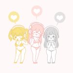  3girls ;p banana belly bikini blonde_hair blush breasts chibi cleavage closed_eyes food fruit glasses headphones heart high_heels holding holding_fruit huge_breasts large_breasts long_hair looking_at_viewer multiple_girls navel nitroplus open_mouth pink_hair plump pomodoro&sup2; short_hair silver_hair smile spoken_heart super_pochaco super_sonico super_taruco swimsuit thick_thighs thighs tongue tongue_out twintails waving wide_hips wink 