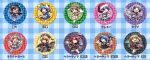  6+girls american_flag_dress american_flag_legwear animal_ears barefoot blonde_hair blue_eyes blue_hair brown_eyes brown_hair cape chain character_name checkered checkered_background chibi chinese_clothes clownpiece collar doremy_sweet dress fairy_wings feathered_wings fire frilled_collar frills glasses hat hecatia_lapislazuli hemogurobin_a1c jester_cap junko_(touhou) kishin_sagume legacy_of_lunatic_kingdom long_hair long_sleeves looking_at_viewer mallet multicolored_skirt multiple_girls multiple_persona nightcap one_eye_closed open_mouth pantyhose pleated_skirt polka_dot polos_crown pom_pom_(clothes) rabbit_ears red-framed_glasses red_eyes redhead ringo_(touhou) seiran_(touhou) semi-rimless_glasses shirt shoes short_hair short_sleeves shorts single_wing skirt smile socks tail torch touhou under-rim_glasses usami_sumireko very_long_hair white_legwear wide_sleeves wings 