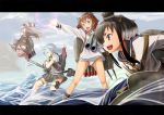  4girls aiueonesan_(umanaminoatama) amatsukaze_(kantai_collection) ascot battle binoculars black_hair black_legwear black_panties blouse blue_hair brown_eyes cannon dress garter_straps hair_tubes hatsukaze_(kantai_collection) headgear hime_cut jumping kantai_collection long_hair multiple_girls panties pointing red_legwear rensouhou-kun sailor_dress school_uniform serafuku shirt short_dress short_hair short_hair_with_long_locks sidelocks skirt striped striped_legwear thigh-highs tied_shirt tokitsukaze_(kantai_collection) torpedo turret two_side_up underwear vest white_panties windsock yukikaze_(kantai_collection) 