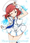  1girl birthday earrings english gloves jewelry kidachi love_live!_school_idol_project nishikino_maki one_eye_closed redhead short_hair solo violet_eyes wonderful_rush 