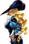  1girl blonde_hair capcom chain hat long_hair long_sleeves marvel_vs._capcom marvel_vs._capcom_2 pirate_hat profile ruby_heart simple_background sleeve_cuffs solo white_background 