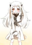  1girl airplane blush brown_eyes crying crying_with_eyes_open dress horns jakey kantai_collection long_hair mittens northern_ocean_hime shinkaisei-kan solo tears white_hair 