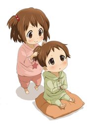  barefoot child hair_bobbles hair_ornament hirasawa_ui hirasawa_yui imo_works k-on! multiple_girls siblings side_ponytail sisters young 