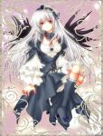  dress flower frills hairband red_eyes rozen_maiden silver_hair suigintou trimcolor wings 
