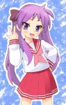  hiiragi_kagami long_hair lucky_star momo_(fruits_box) purple_hair school_uniform serafuku twintails 