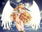  angel bikini blonde_hair headwings long_hair swimsuit taka_tony tony_taka wings wink 