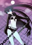  bikini_top black_hair black_rock_shooter black_rock_shooter_(character) blue_eyes flat_chest glowing glowing_eyes katana long_hair mattaku_mosuke midriff navel pale_skin scar sheath sheathed shorts solo sword twintails weapon 