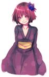  blush flower grin itou_nanami japanese_clothes kimono original red_hair redhead smile 