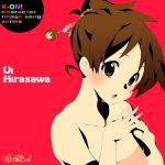  album_cover bare_shoulders blush brown_eyes brown_hair cd_cover cover highres hirasawa_ui k-on! nanao short_hair solo 