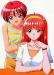  90s fujisaki_shiori hinomoto_hikari kokura_masashi multiple_girls official_art red_hair redhead scan tokimeki_memorial tokimeki_memorial_1 tokimeki_memorial_2 