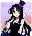  1girl akiyama_mio bad_id black_dress black_hair blue_eyes detached_sleeves don&#039;t_say_&quot;lazy&quot; don&#039;t_say_lazy dress hat k-on! long_hair mini_top_hat nonem solo standing top_hat 