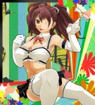  earrings elbow_gloves gloves jewelry kujikawa_rise large_breasts mizuno_kakeru persona persona_4 solo thigh-highs thighhighs twintails white_gloves wink 