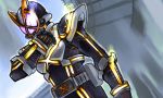  1boy armor belt helmet kamen_rider kamen_rider_555 kamen_rider_kaixa male neon_trim shigehiro_(artist) solo 