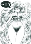  animal_ears between_breasts blush breasts bunny_ears bunnysuit clothes_between_breasts curvy elbow_gloves gloves gomamiso_sti green large_breasts long_hair monochrome necktie original pointy_ears rabbit_ears thigh_gap tray very_long_hair wide_hips wrist_cuffs 