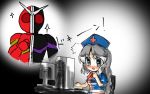  computer crossover grey_hair hashimoto kamen_rider kamen_rider_double kamen_rider_w long_hair touhou yagokoro_eirin 